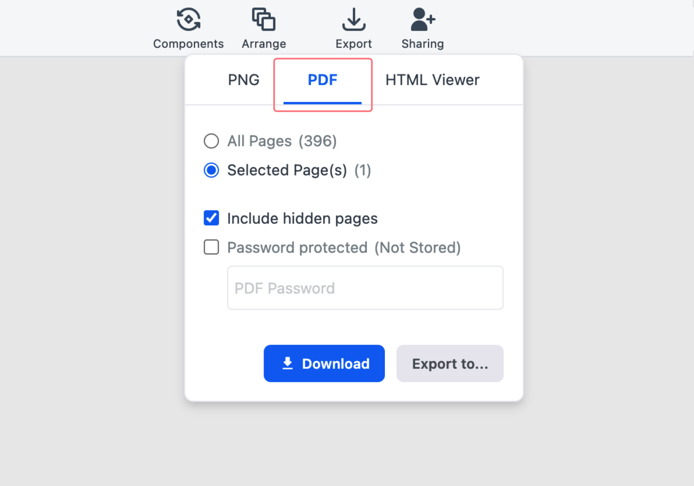 Project Export - PDF export