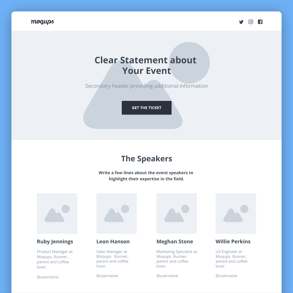 event landing page wireframe template landing page template wireframe informing about upcoming event and tickets for it