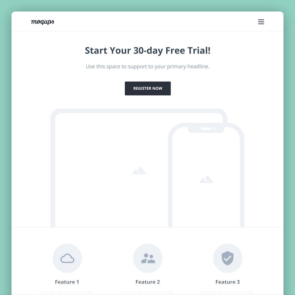 Free Trial Landing Page Wireframe Template Free Trial Landing Page Wireframe Template