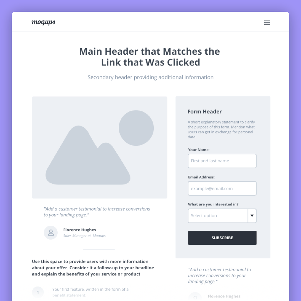 lead capture landing page wireframe template wireframe of a web page made to capture leads