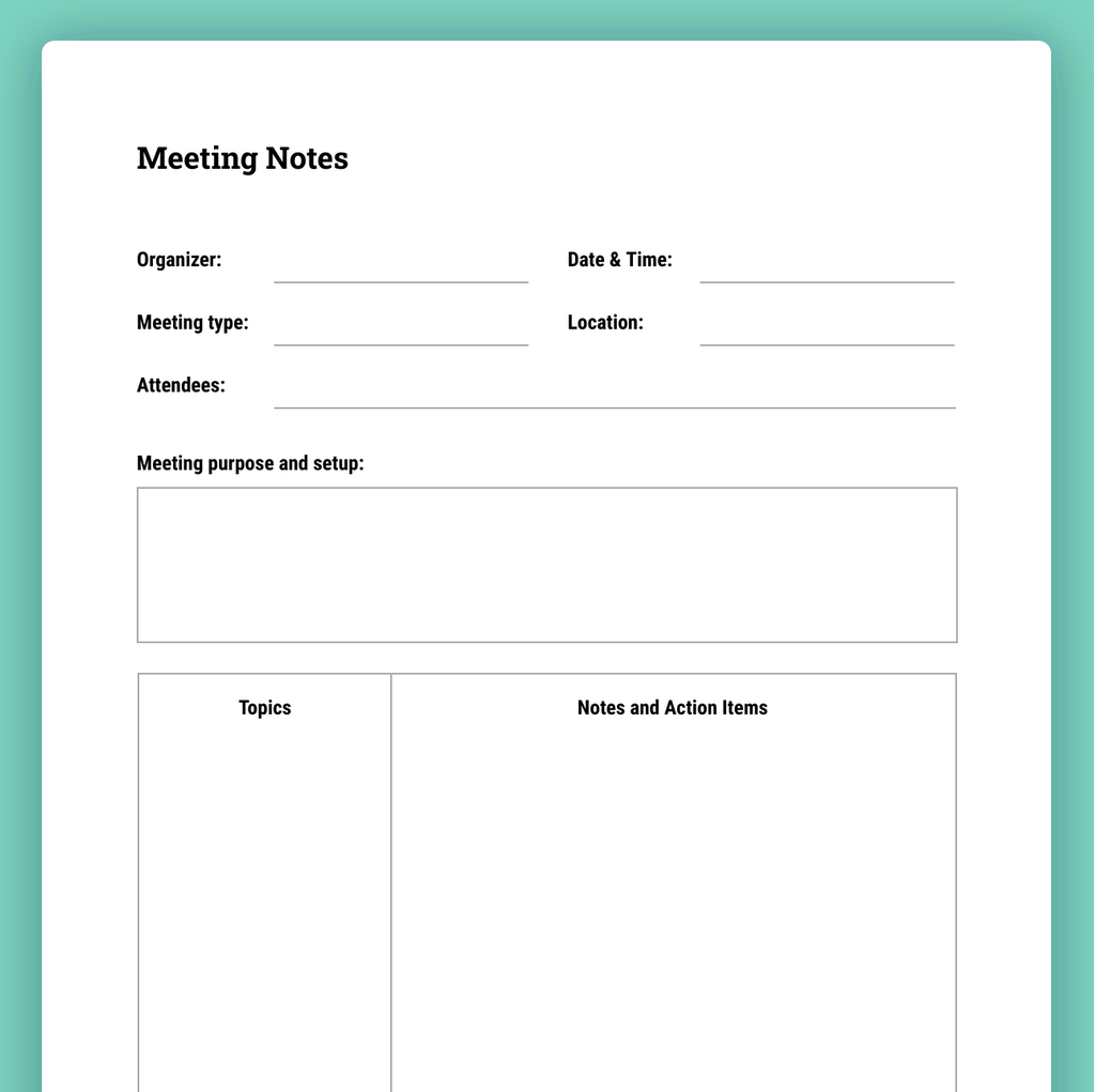 meeting notes template meeting notes template