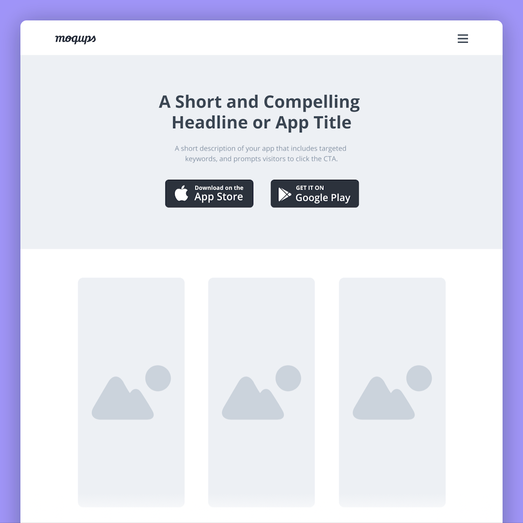 Mobile App Landing Page Wireframe Template Mobile App Landing Page Wireframe Template