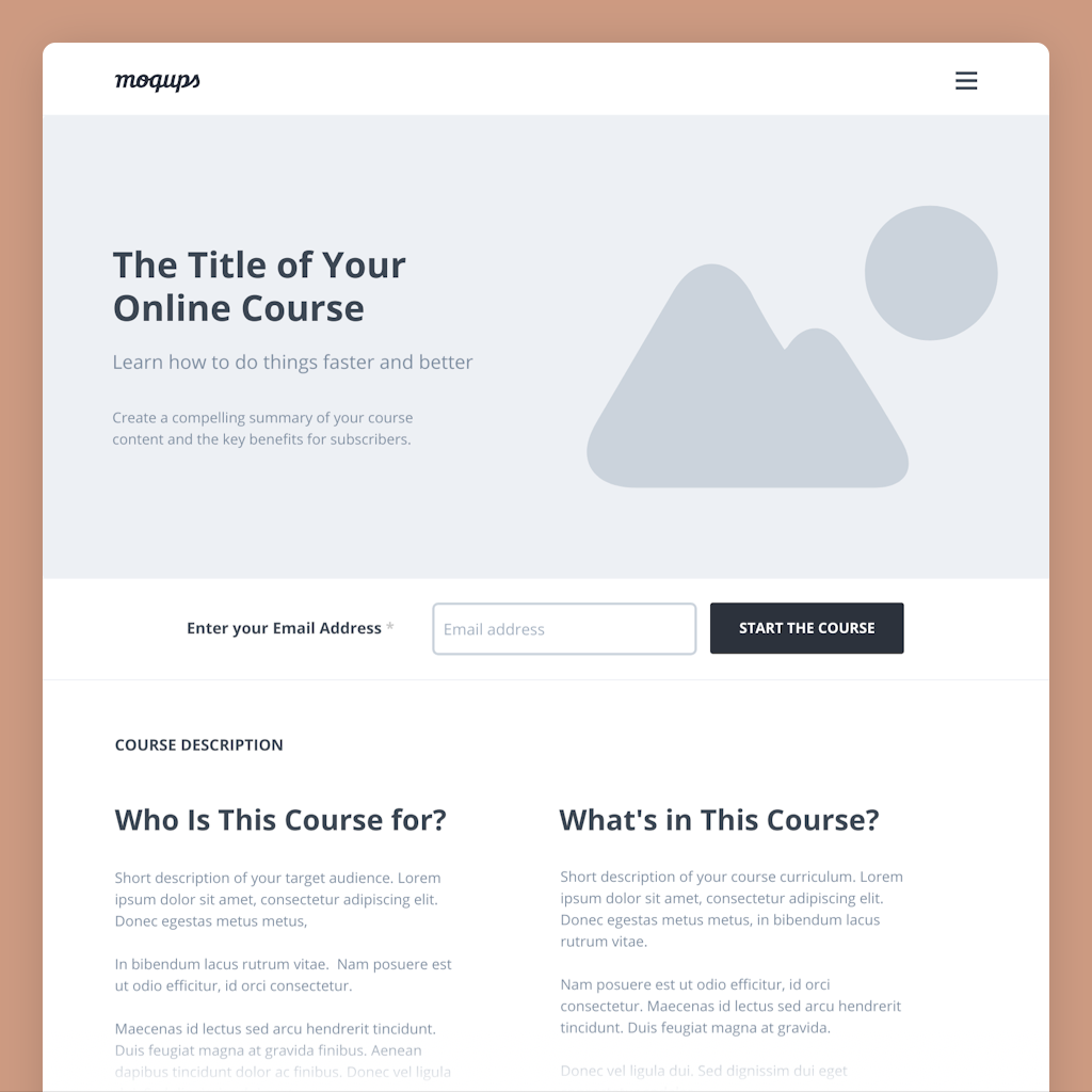 online course landing page wireframe template wireframe of website about online courses