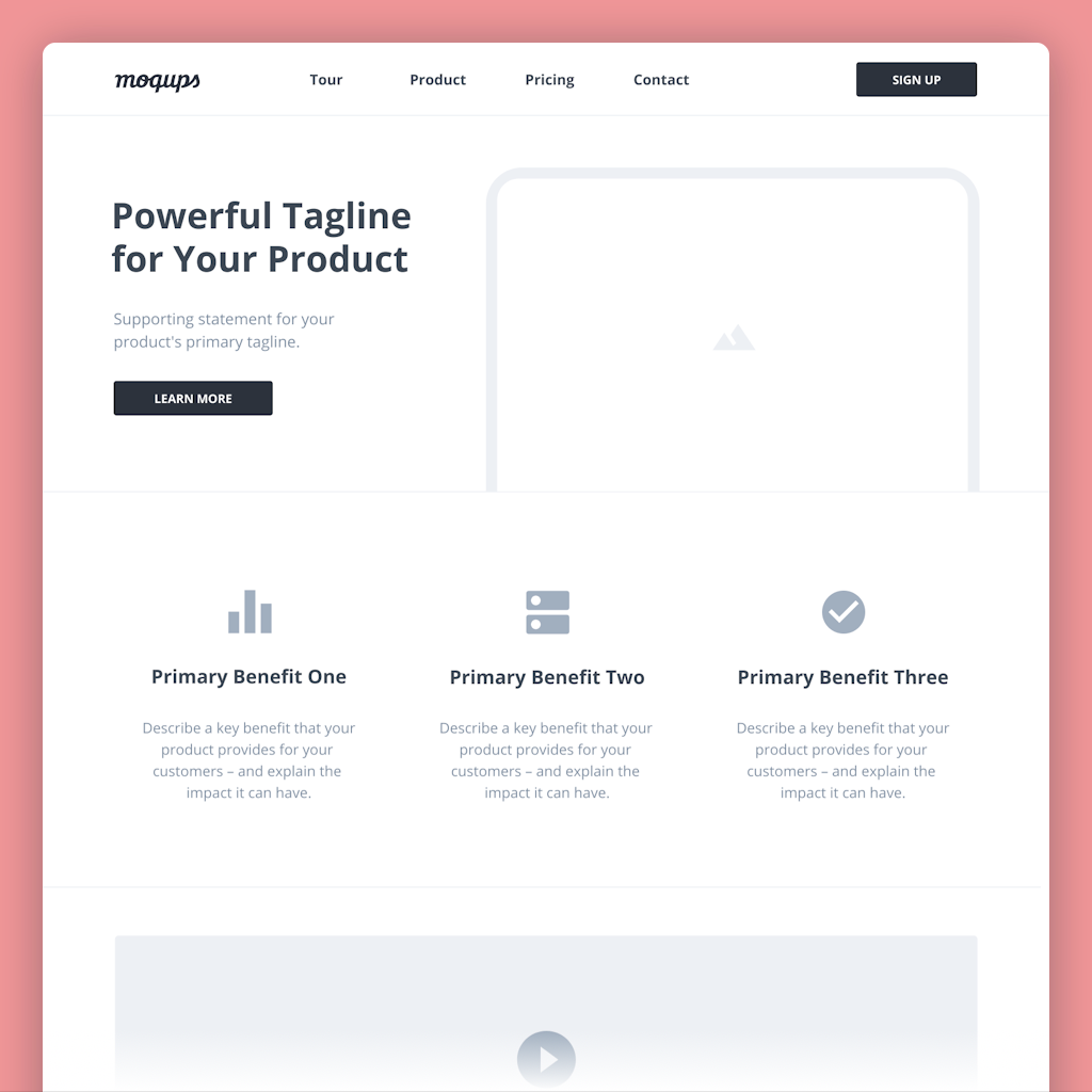 saas landing page wireframe template low fidelity mockup of a software company website