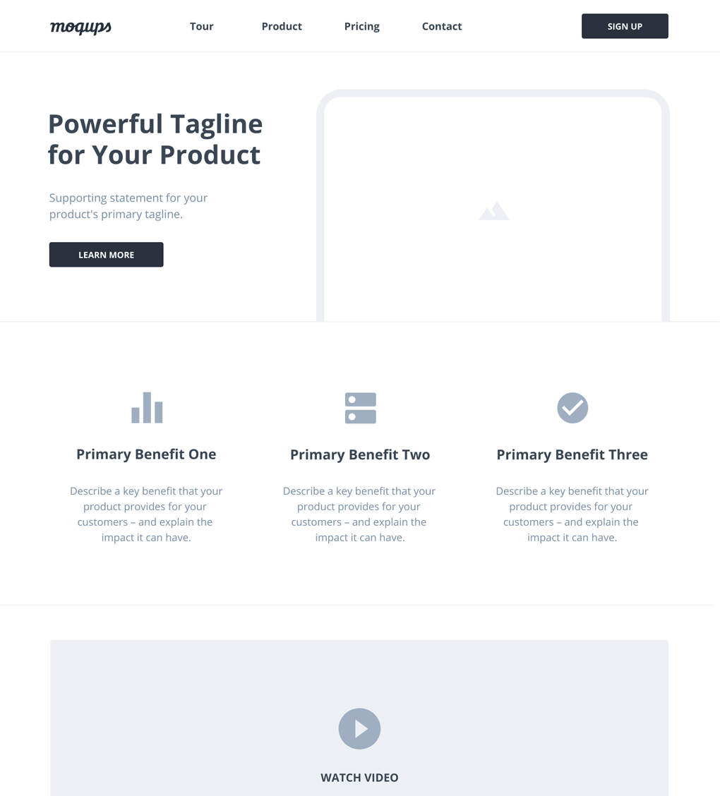 Saas Landing Page Wireframe Template